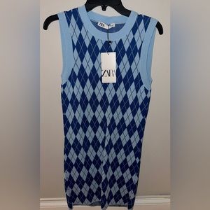 Zara Plaid Sleeveless Sweater Dress New with Tags